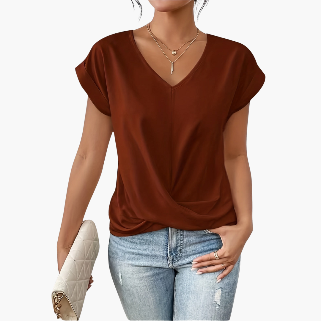 Image of Katelyn | Women's Twist Front V-Neck T-Shirt