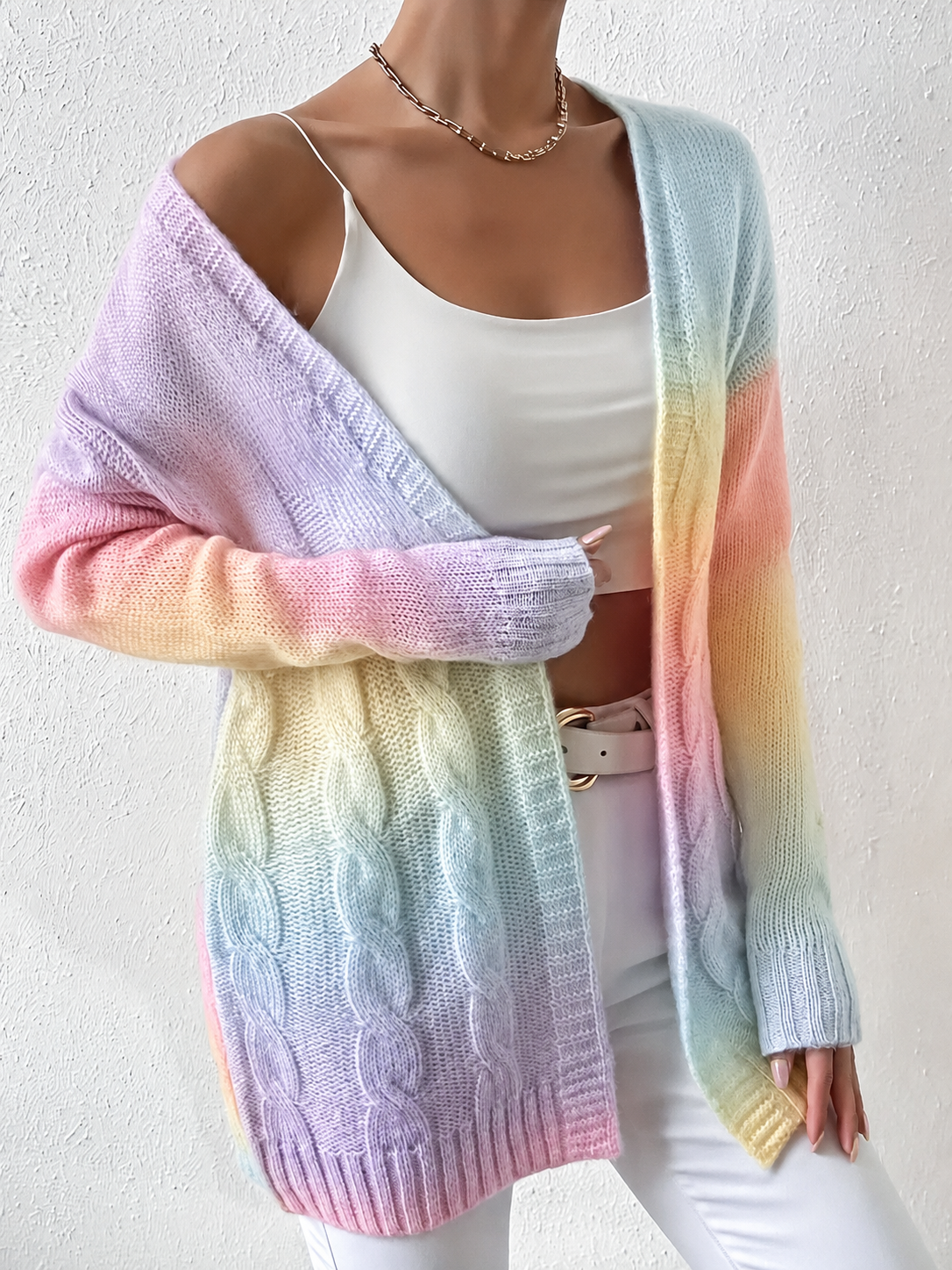 Katelyn | Women's Long Cable Knit Cardigan - Image 1