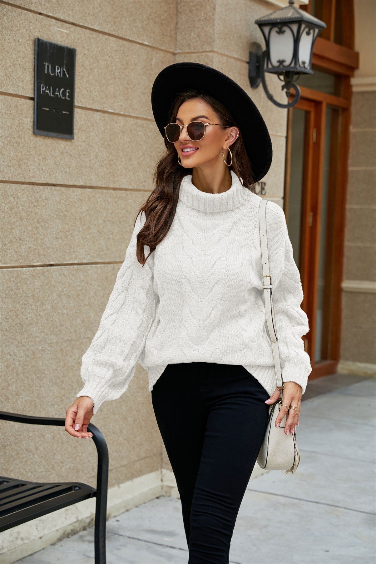 Image of Katherine | Women's Turtleneck Cable Knit Sweater