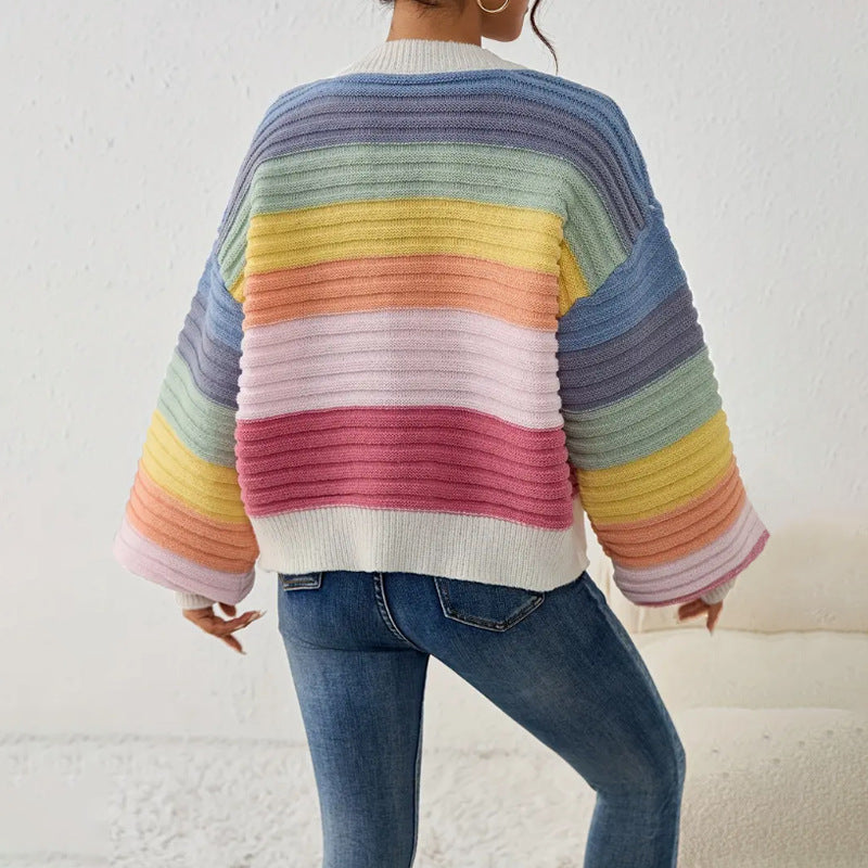 Image of Kathleen | Women's Striped V-Neck Cardigan