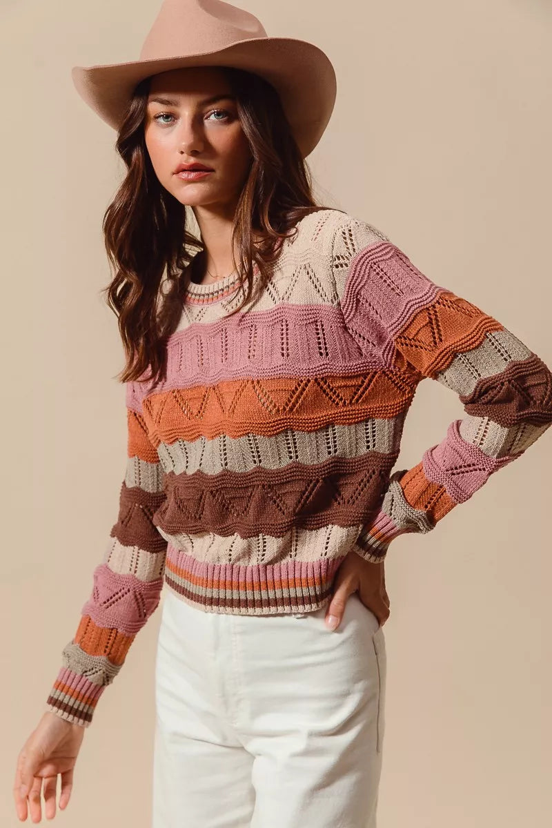 Image of Kathy | Women's Long Sleeve Striped Sweater