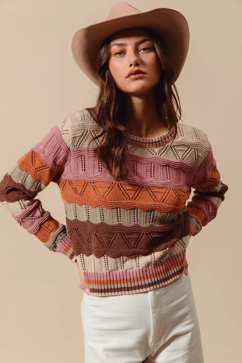 Image of Kathy | Women's Long Sleeve Striped Sweater