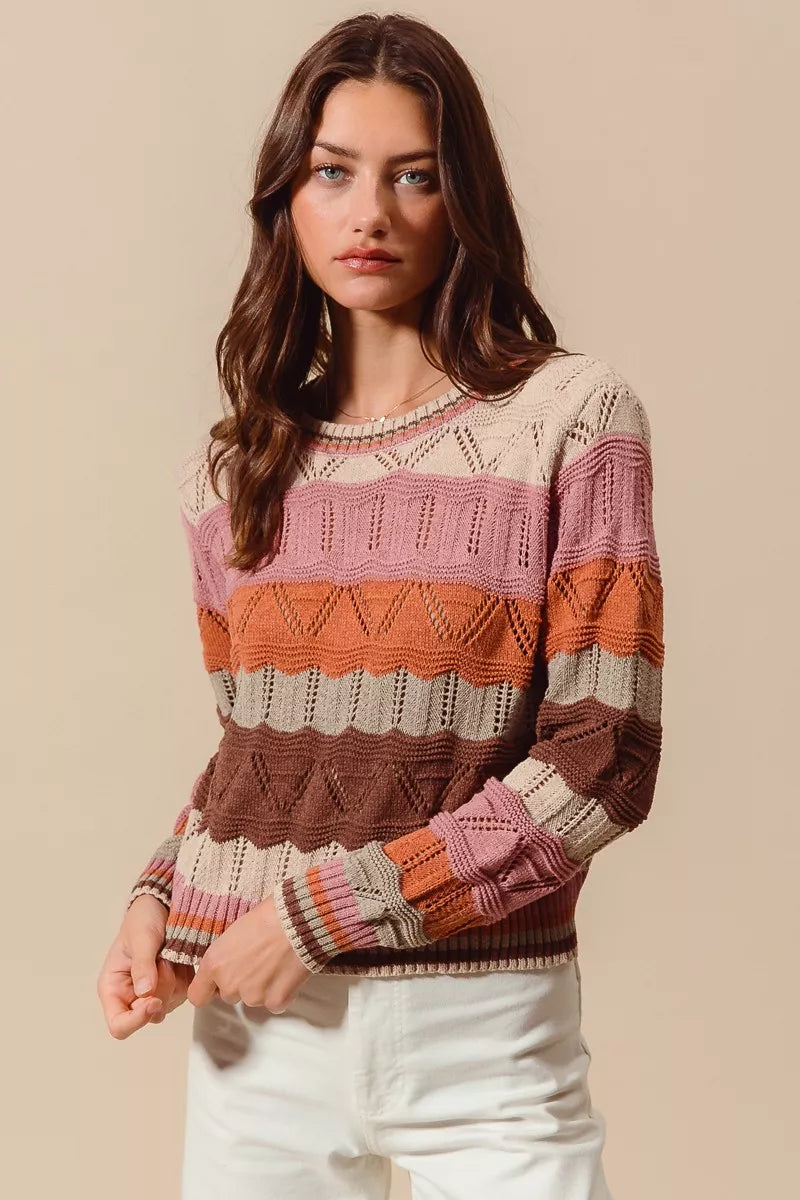 Image of Kathy | Women's Long Sleeve Striped Sweater