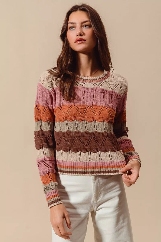 Image of Kathy | Women's Long Sleeve Striped Sweater