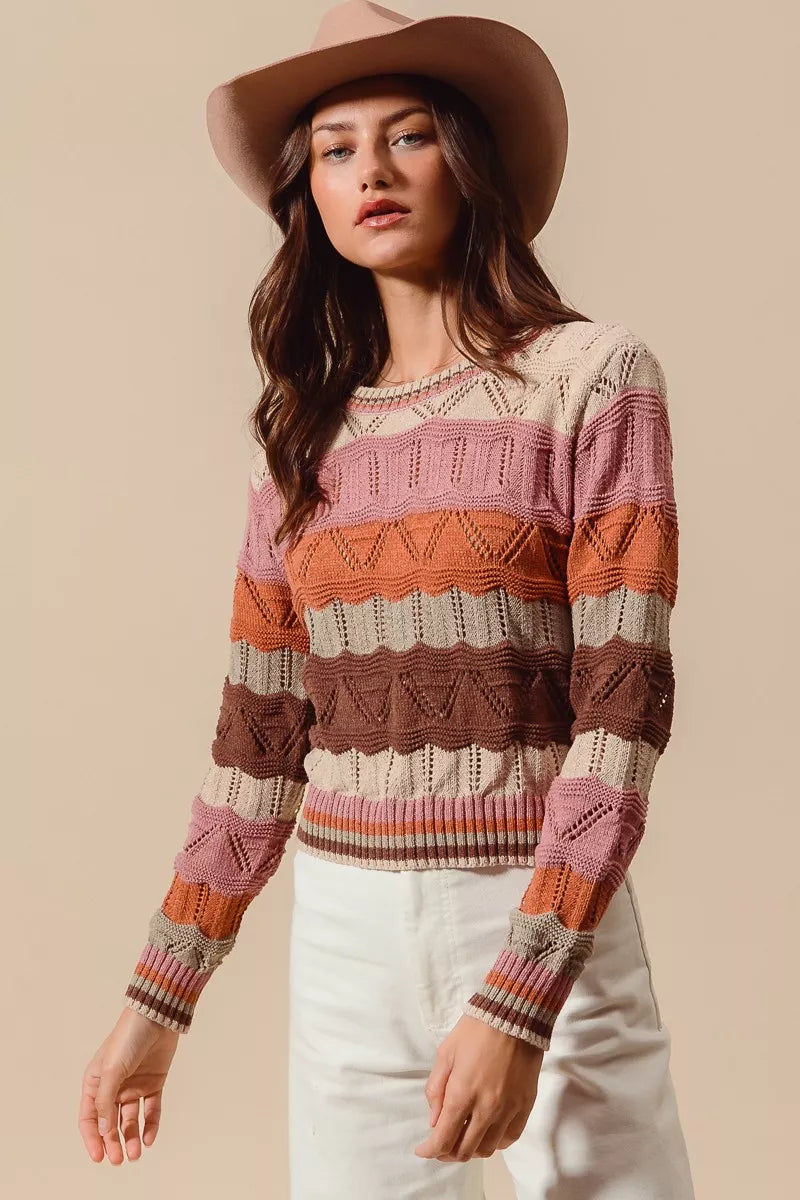 Image of Kathy | Women's Long Sleeve Striped Sweater