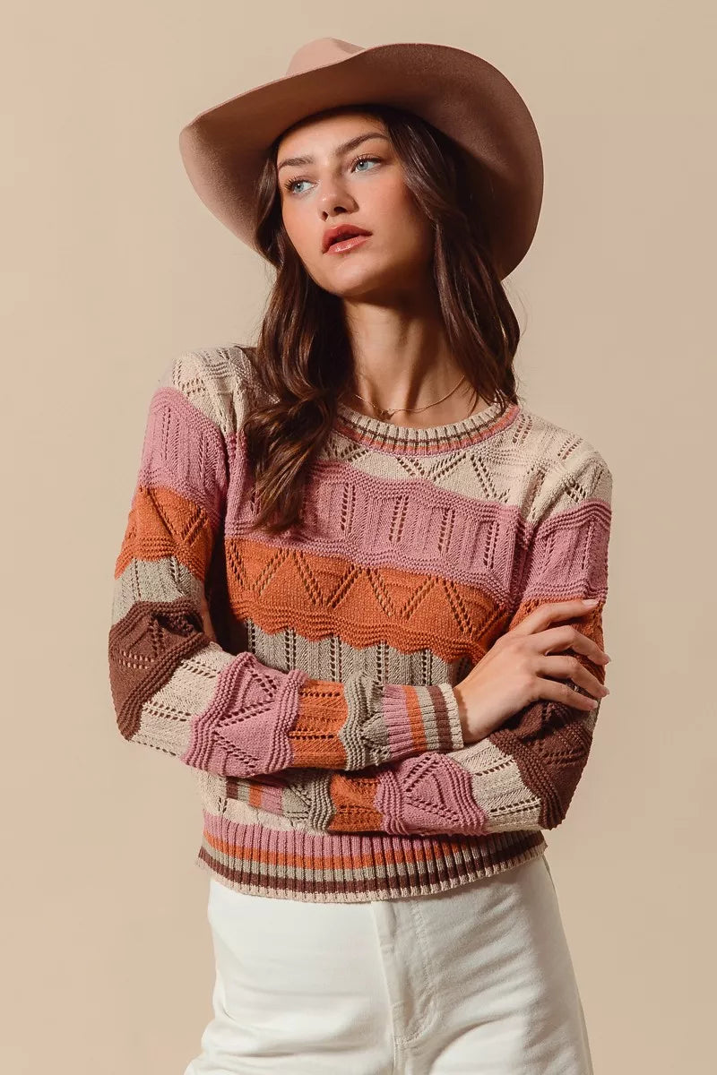 Image of Kathy | Women's Long Sleeve Striped Sweater