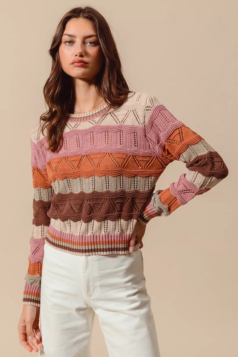 Image of Kathy | Women's Long Sleeve Striped Sweater