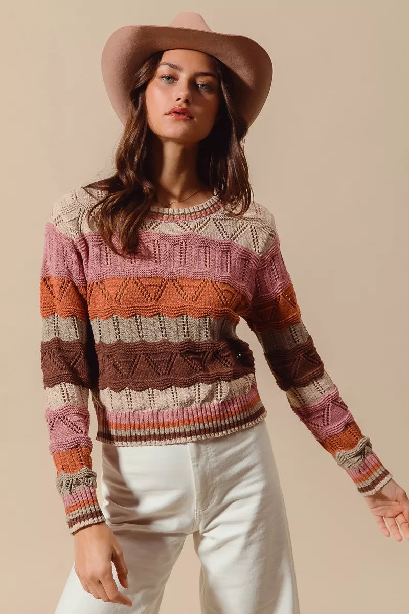 Image of Kathy | Women's Long Sleeve Striped Sweater
