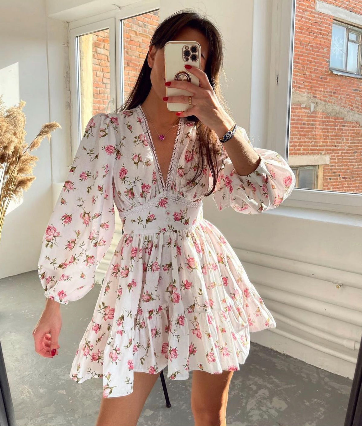 Image of Kelsey | Women's V-Neck A-Line Mini Dress