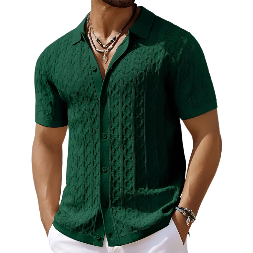 Image of Kennedy | Men's Button-Down Knit Polo Shirt