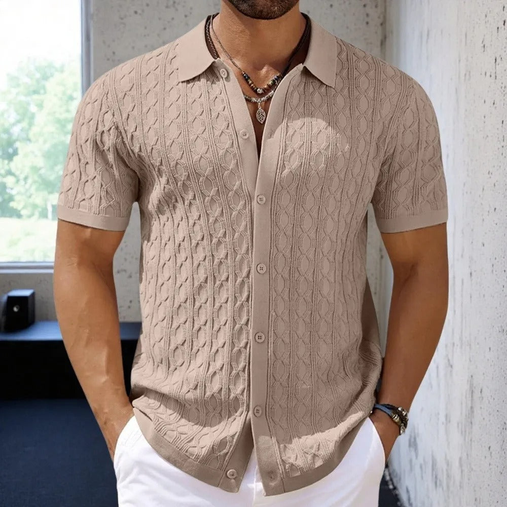Image of Kennedy | Men's Button-Down Knit Polo Shirt