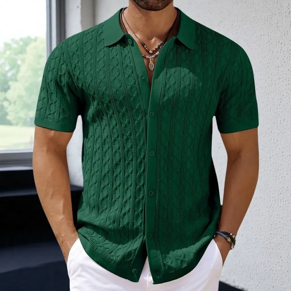 Image of Kennedy | Men's Button-Down Knit Polo Shirt