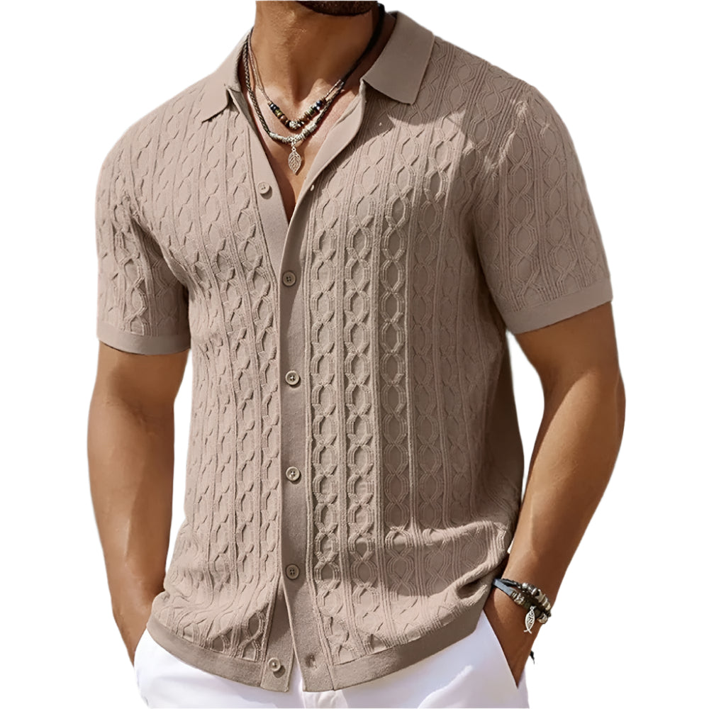 Image of Kennedy | Men's Button-Down Knit Polo Shirt