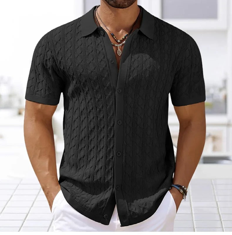 Image of Kennedy | Men's Button-Down Knit Polo Shirt