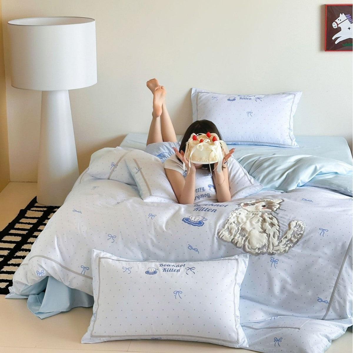 Kids' Duvet Cover Set with Dog Appliqué, Patchwork Design and Soft Cotton Blend