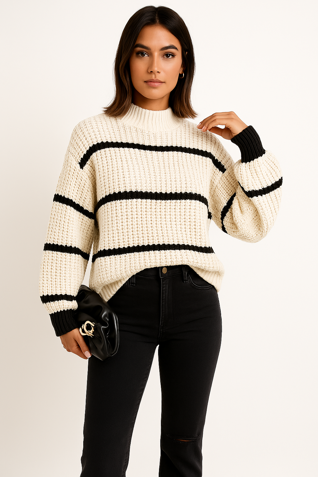 Image of Kristen | Women's Striped Crew Neck Sweater