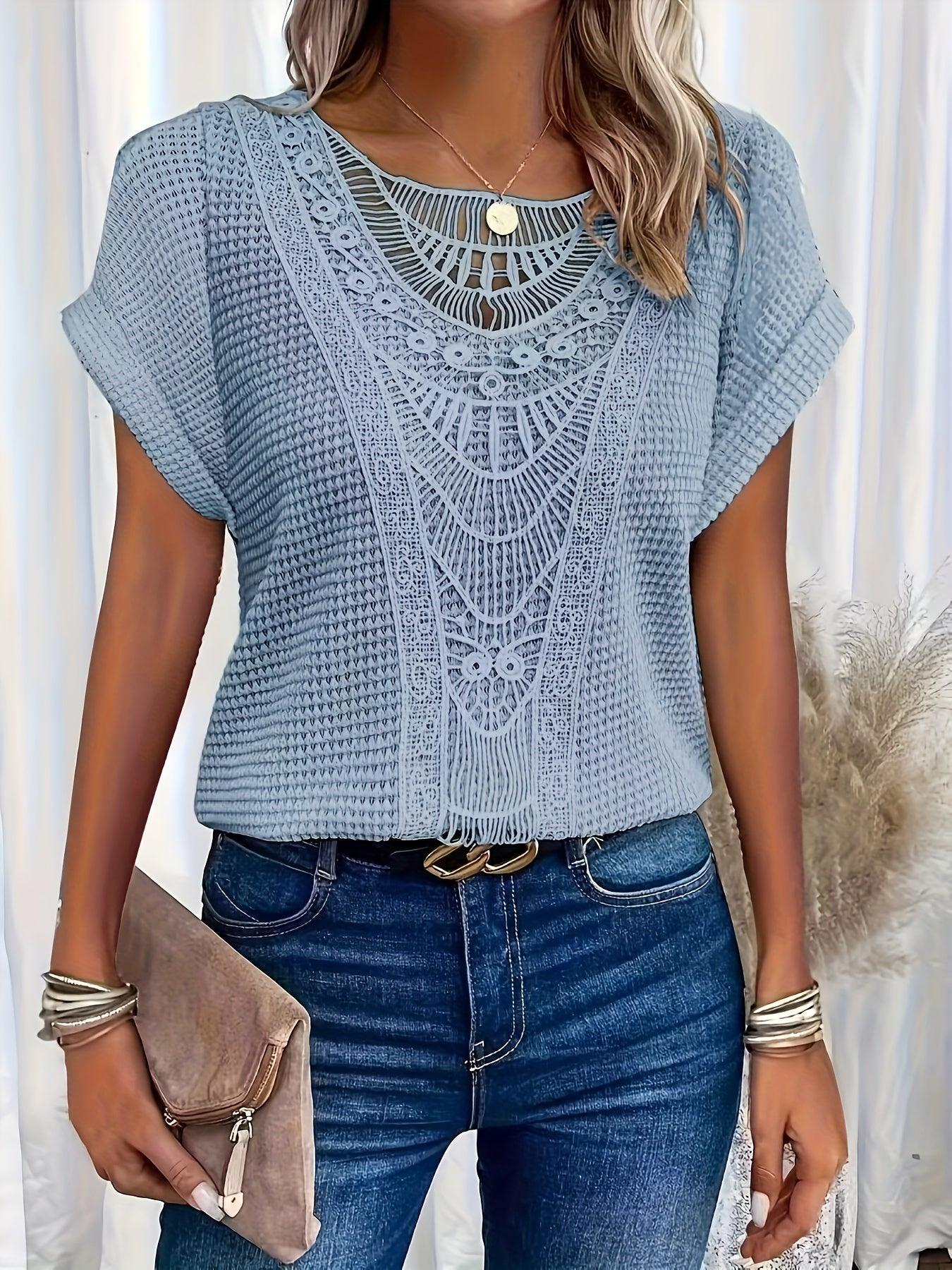 Image of Kristin | Women's Lace Short Sleeve Casual Top