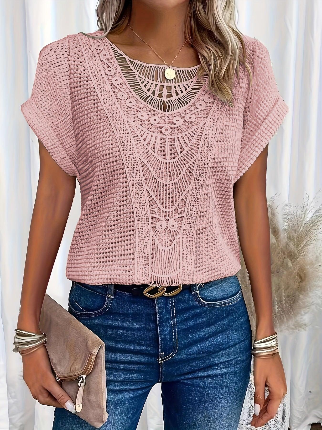 Image of Kristin | Women's Lace Short Sleeve Casual Top