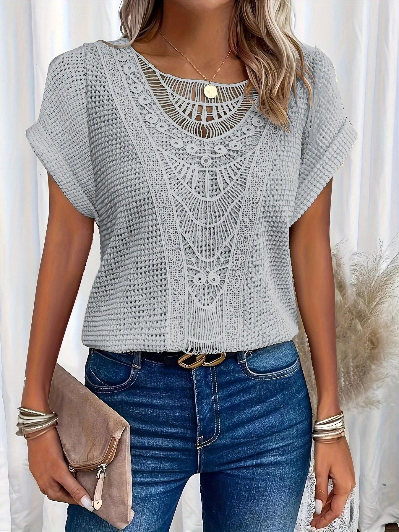 Image of Kristin | Women's Lace Short Sleeve Casual Top