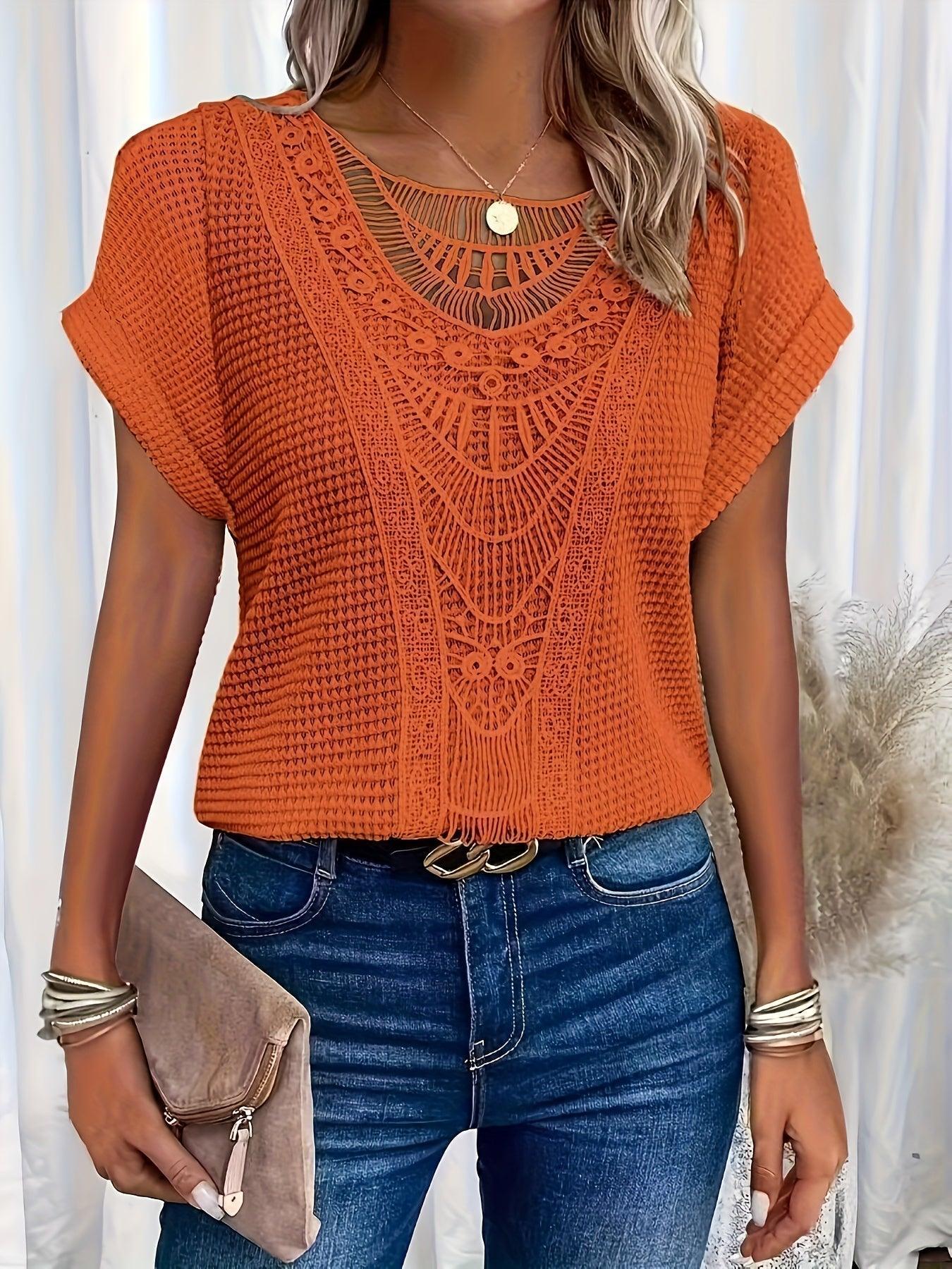 Image of Kristin | Women's Lace Short Sleeve Casual Top