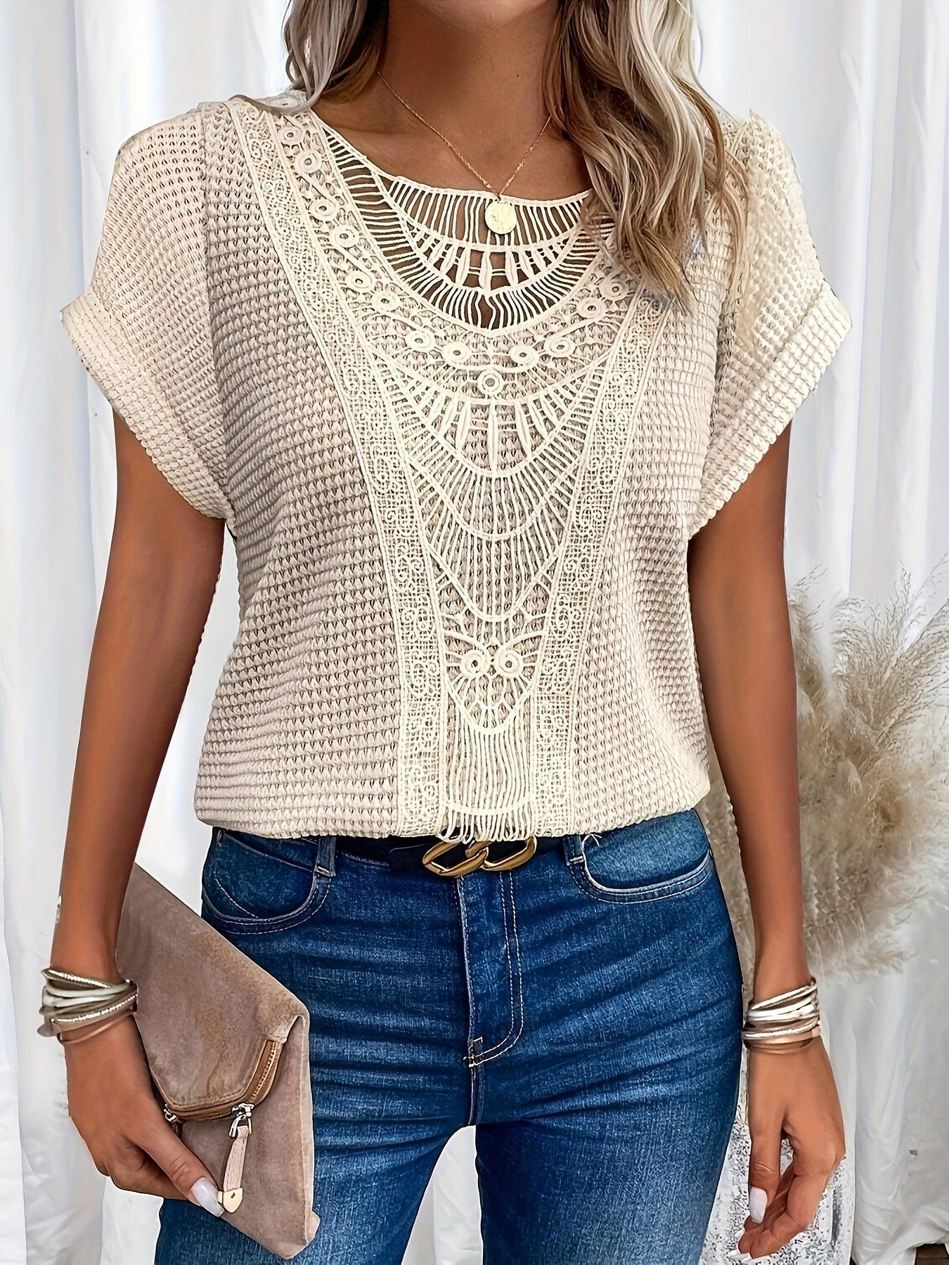 Image of Kristin | Women's Lace Short Sleeve Casual Top