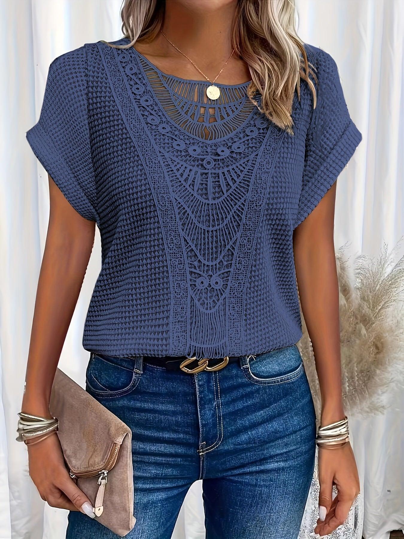 Image of Kristin | Women's Lace Short Sleeve Casual Top