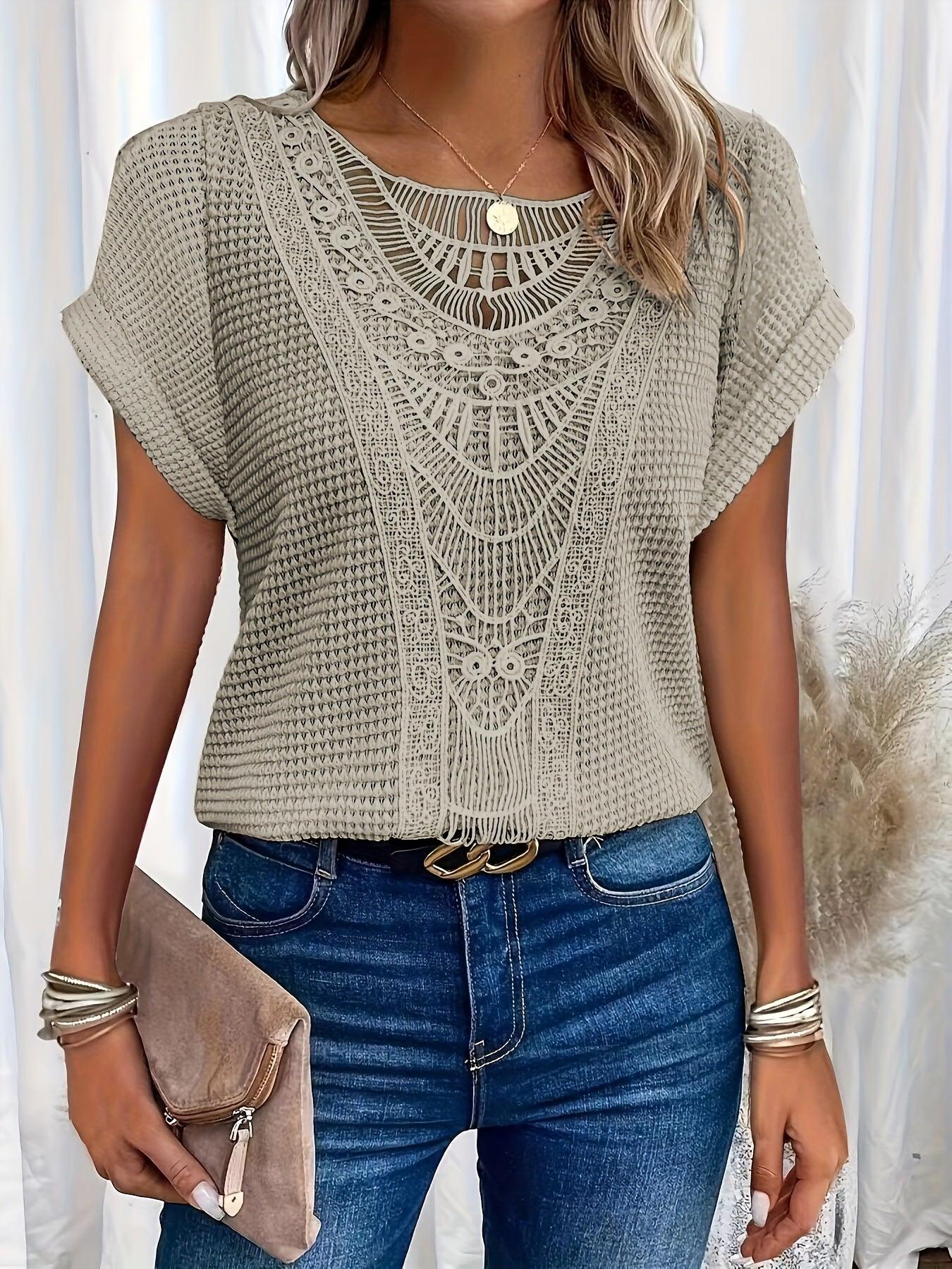 Image of Kristin | Women's Lace Short Sleeve Casual Top