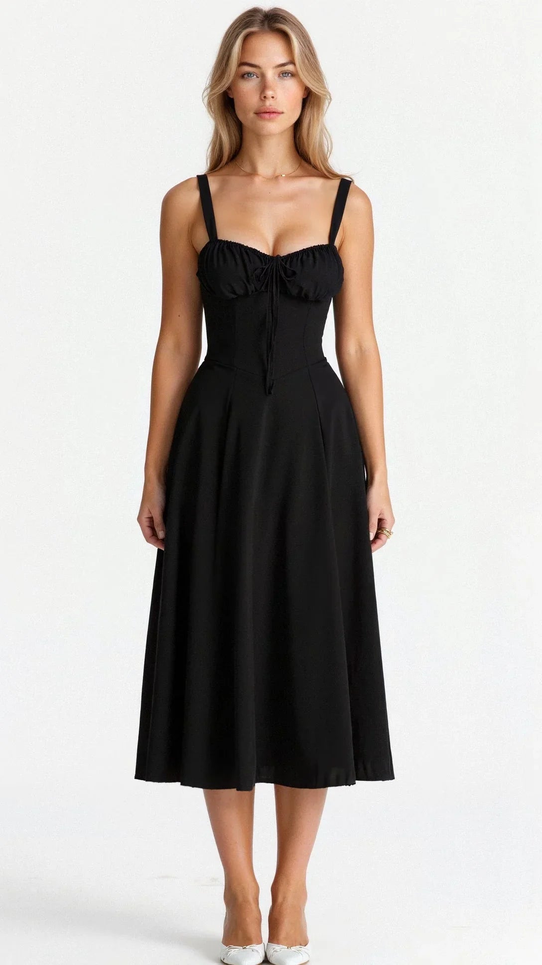 Image of Kylie | Women's Spaghetti Strap A-Line Midi Dress
