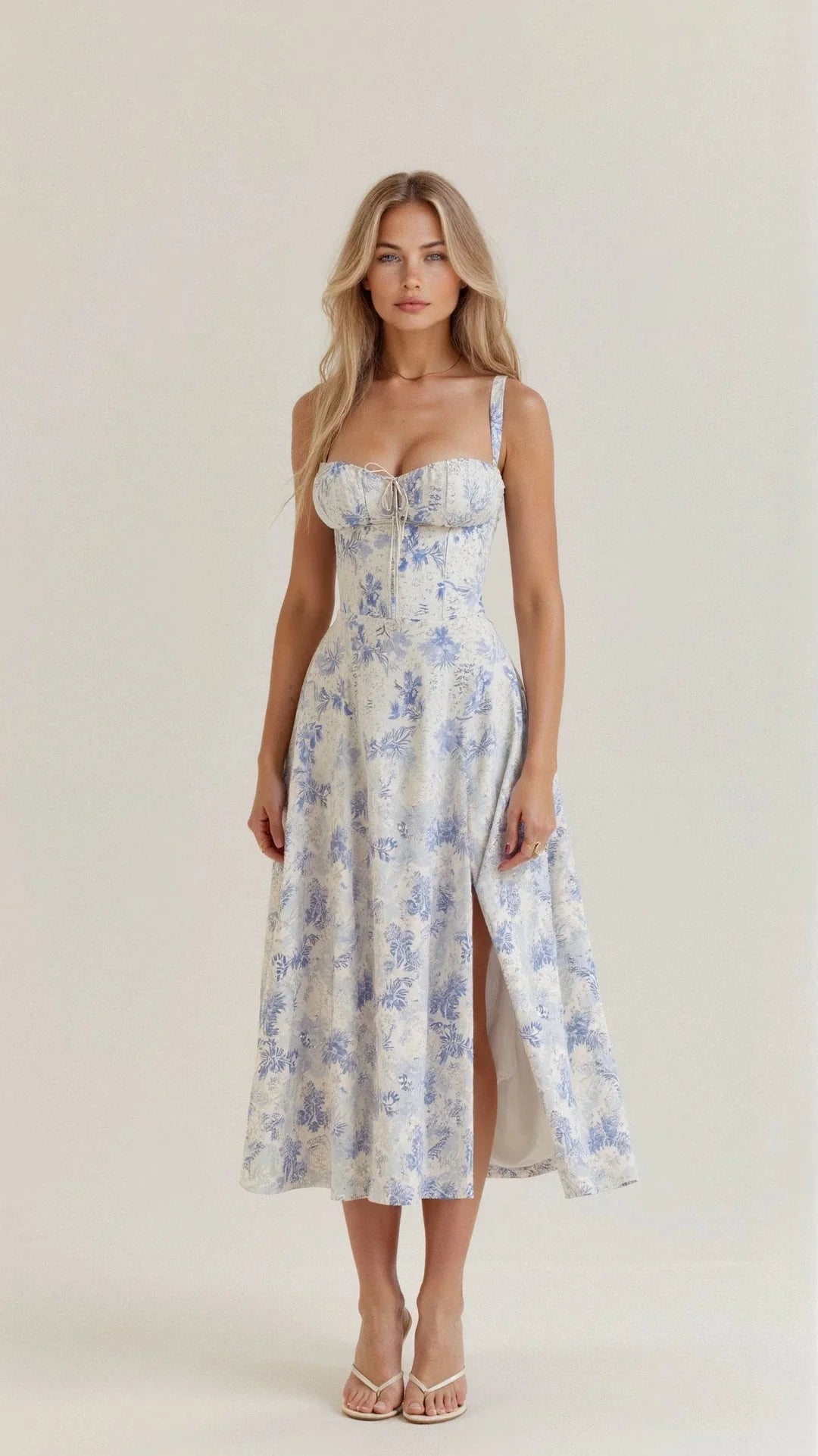 Image of Kylie | Women's Spaghetti Strap A-Line Midi Dress