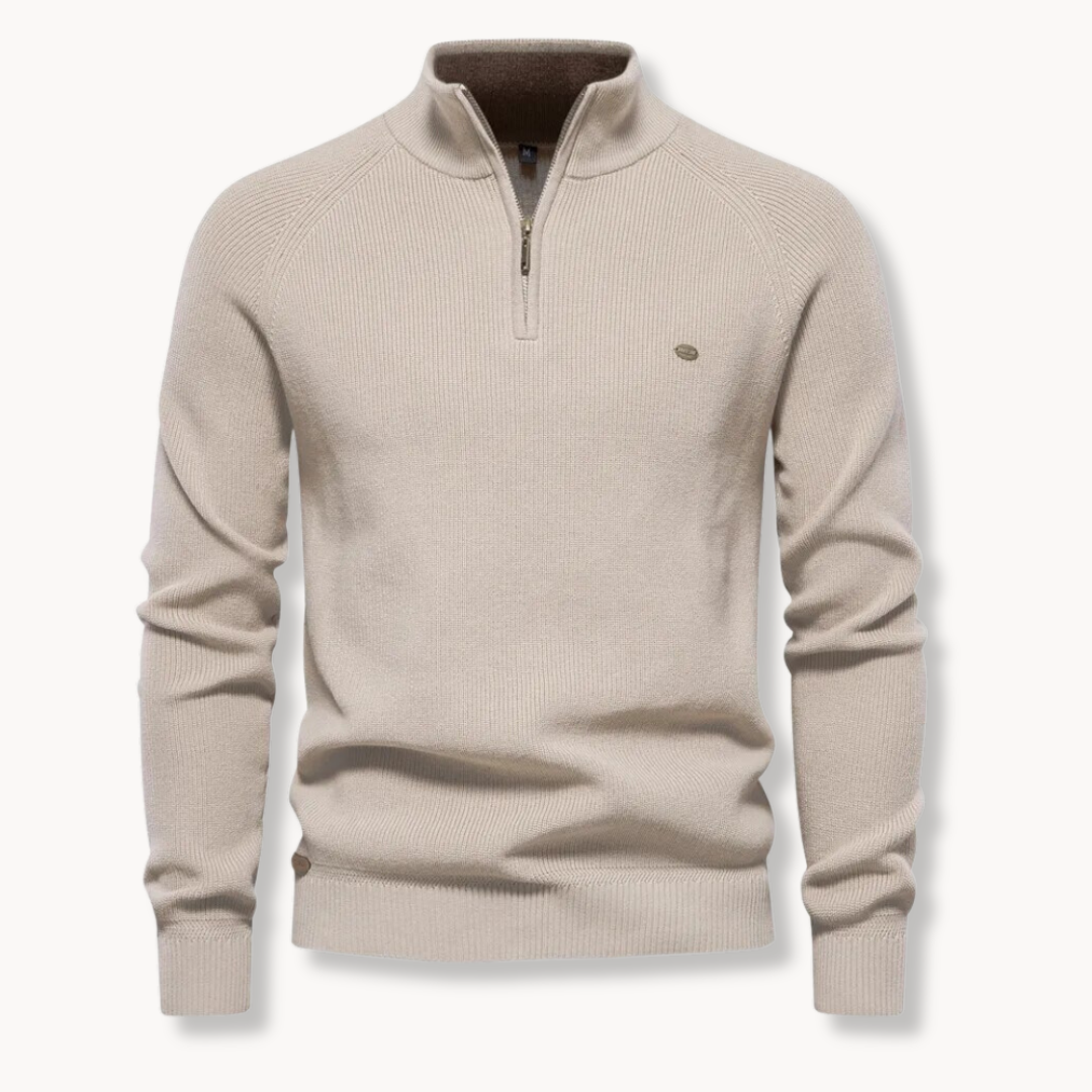 Image of Landon | Men's Quarter Zip Ribbed Knit Sweater