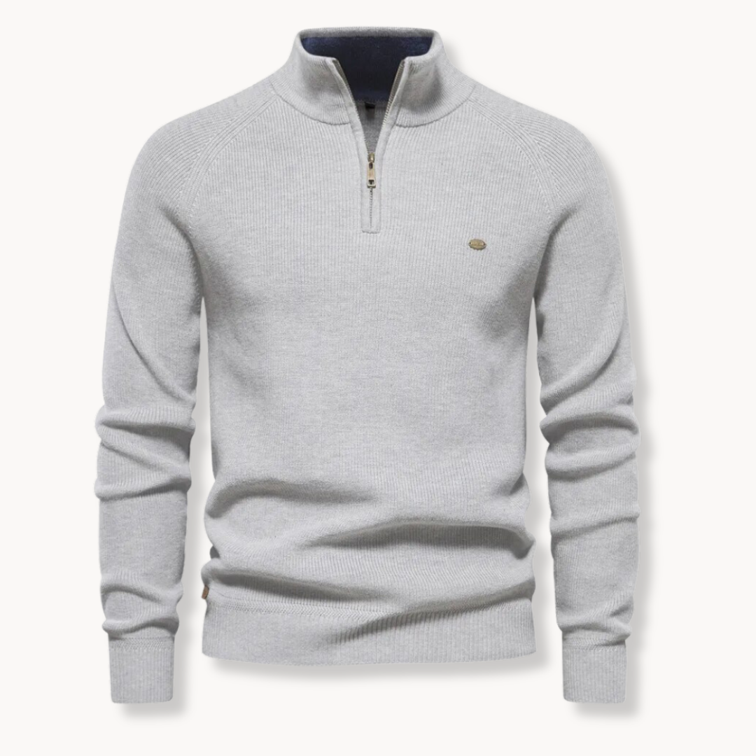 Image of Landon | Men's Quarter Zip Ribbed Knit Sweater