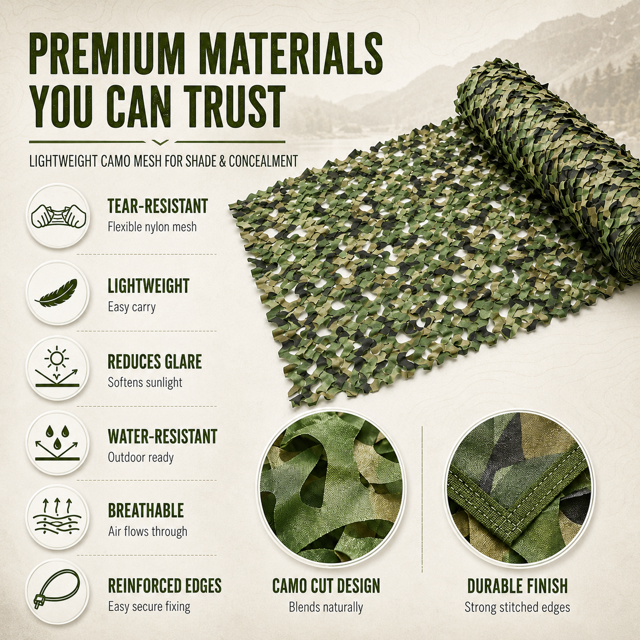 Large Camouflage Mesh Roll