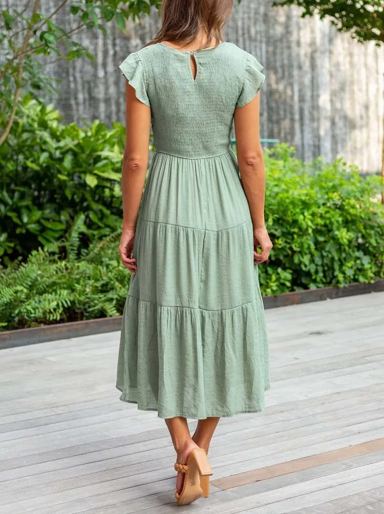Image of Lauren | Women's Smocked A-Line Midi Dress