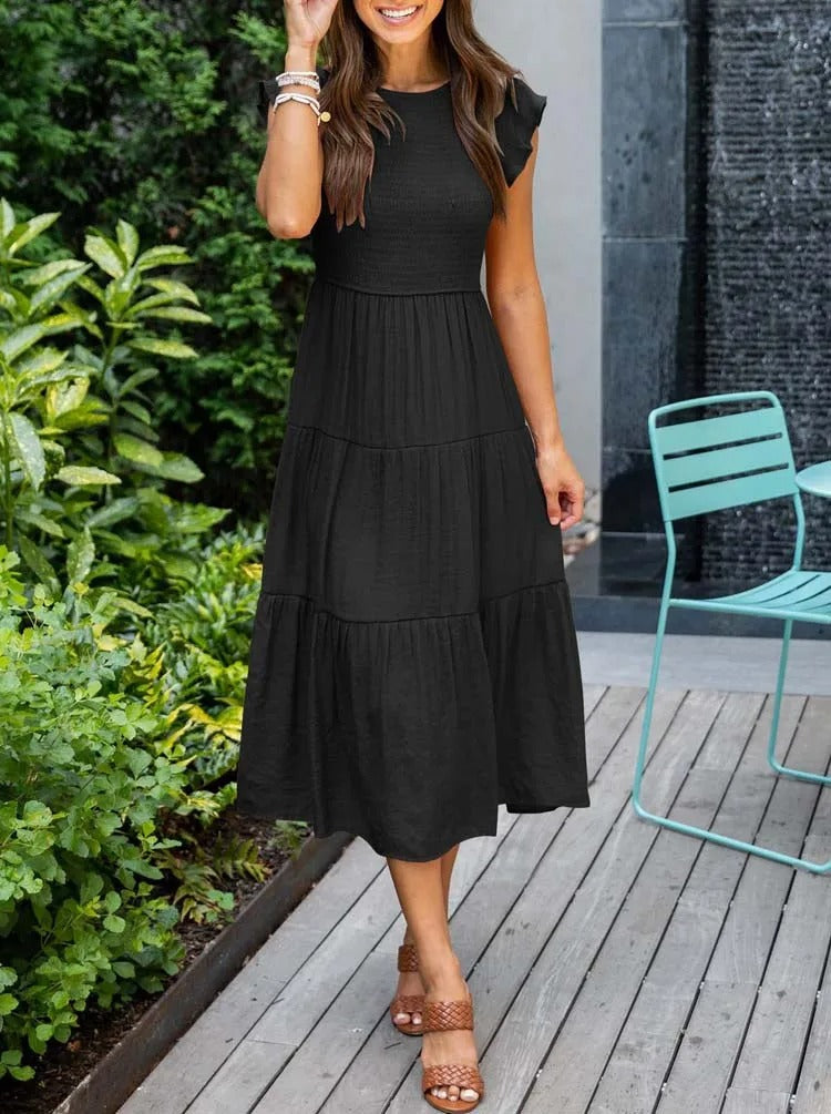 Image of Lauren | Women's Smocked A-Line Midi Dress