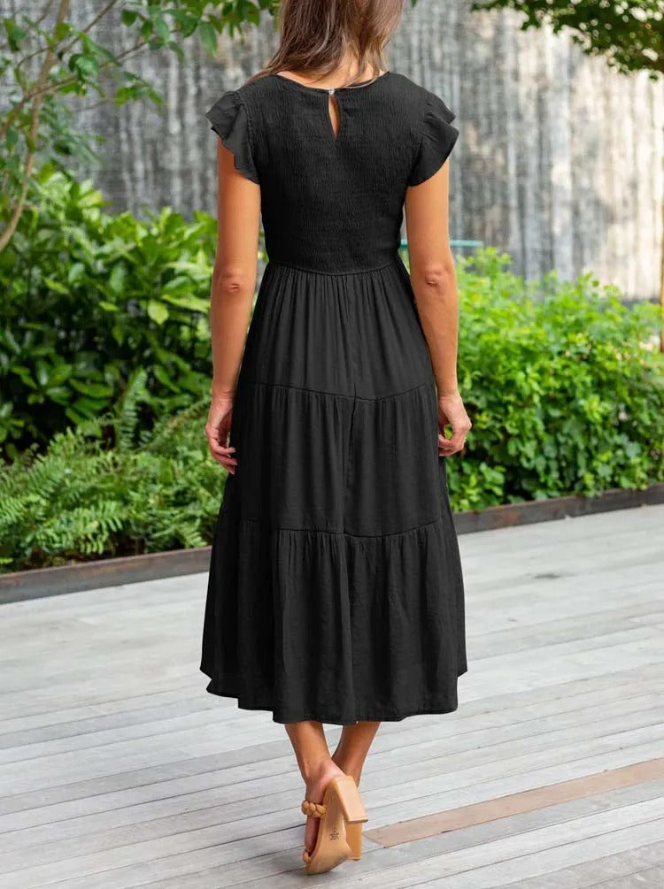 Image of Lauren | Women's Smocked A-Line Midi Dress