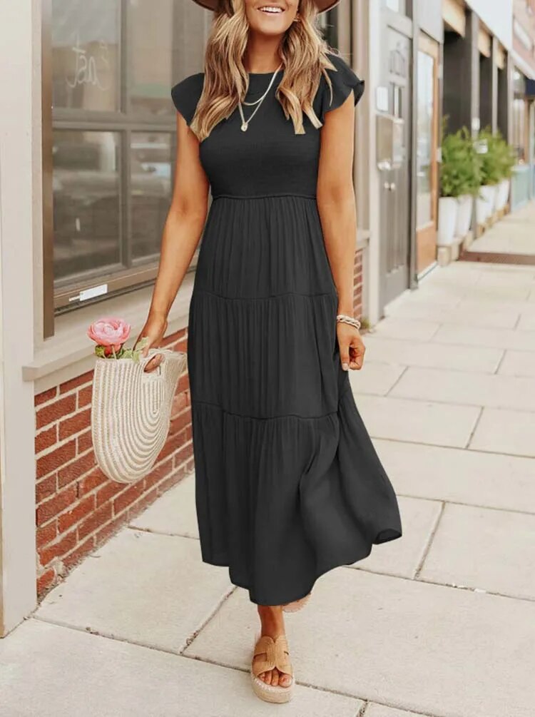 Image of Lauren | Women's Smocked A-Line Midi Dress