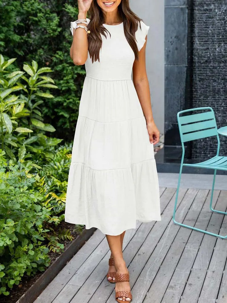 Image of Lauren | Women's Smocked A-Line Midi Dress