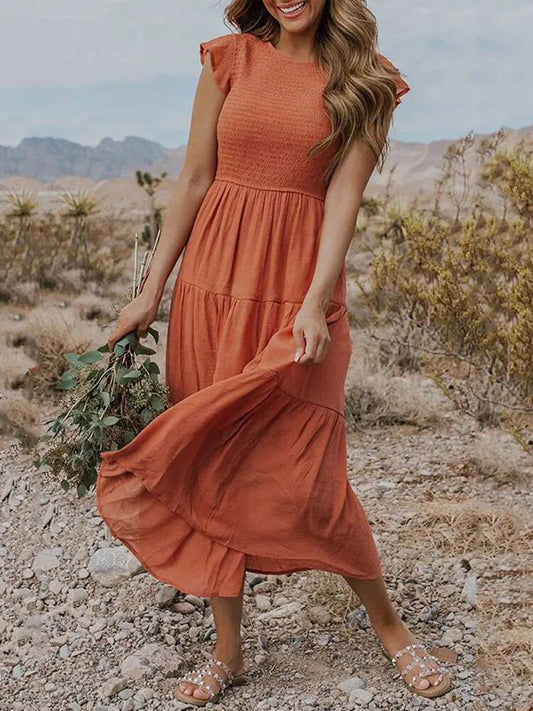 Image of Lauren | Women's Smocked A-Line Midi Dress