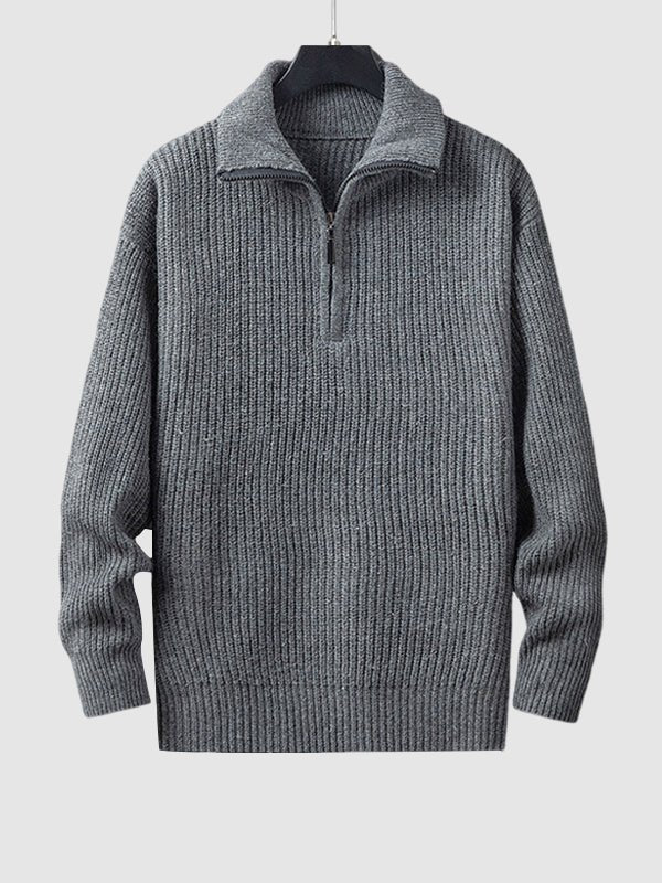 Image of Lawrence | Men's Quarter-Zip Ribbed Knit Sweater