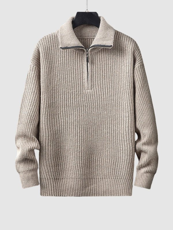Image of Lawrence | Men's Quarter-Zip Ribbed Knit Sweater