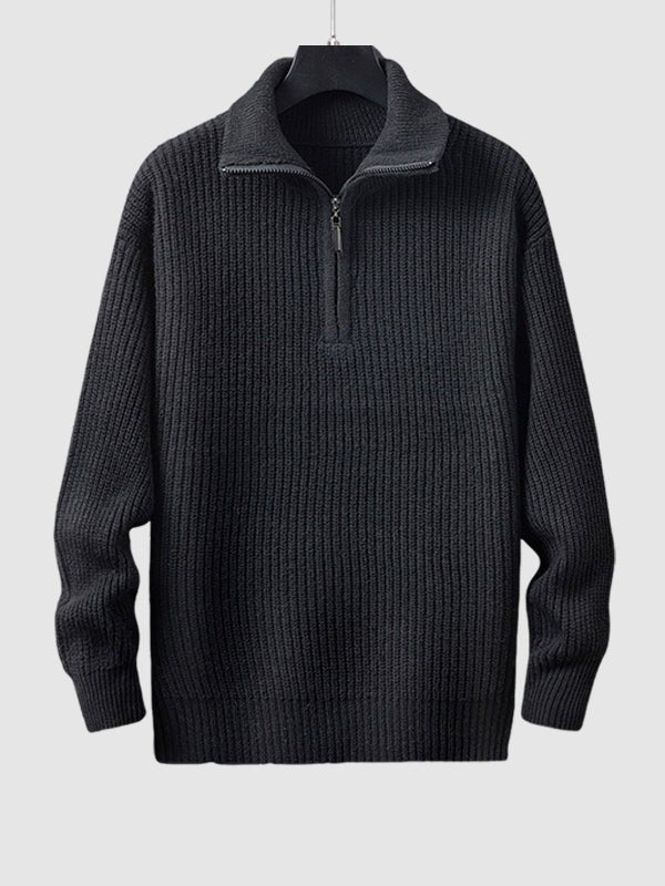 Image of Lawrence | Men's Quarter-Zip Ribbed Knit Sweater