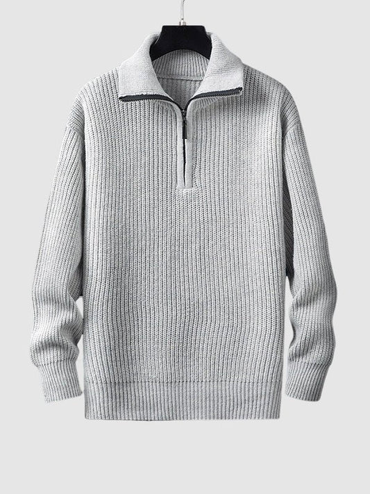 Image of Lawrence | Men's Quarter-Zip Ribbed Knit Sweater