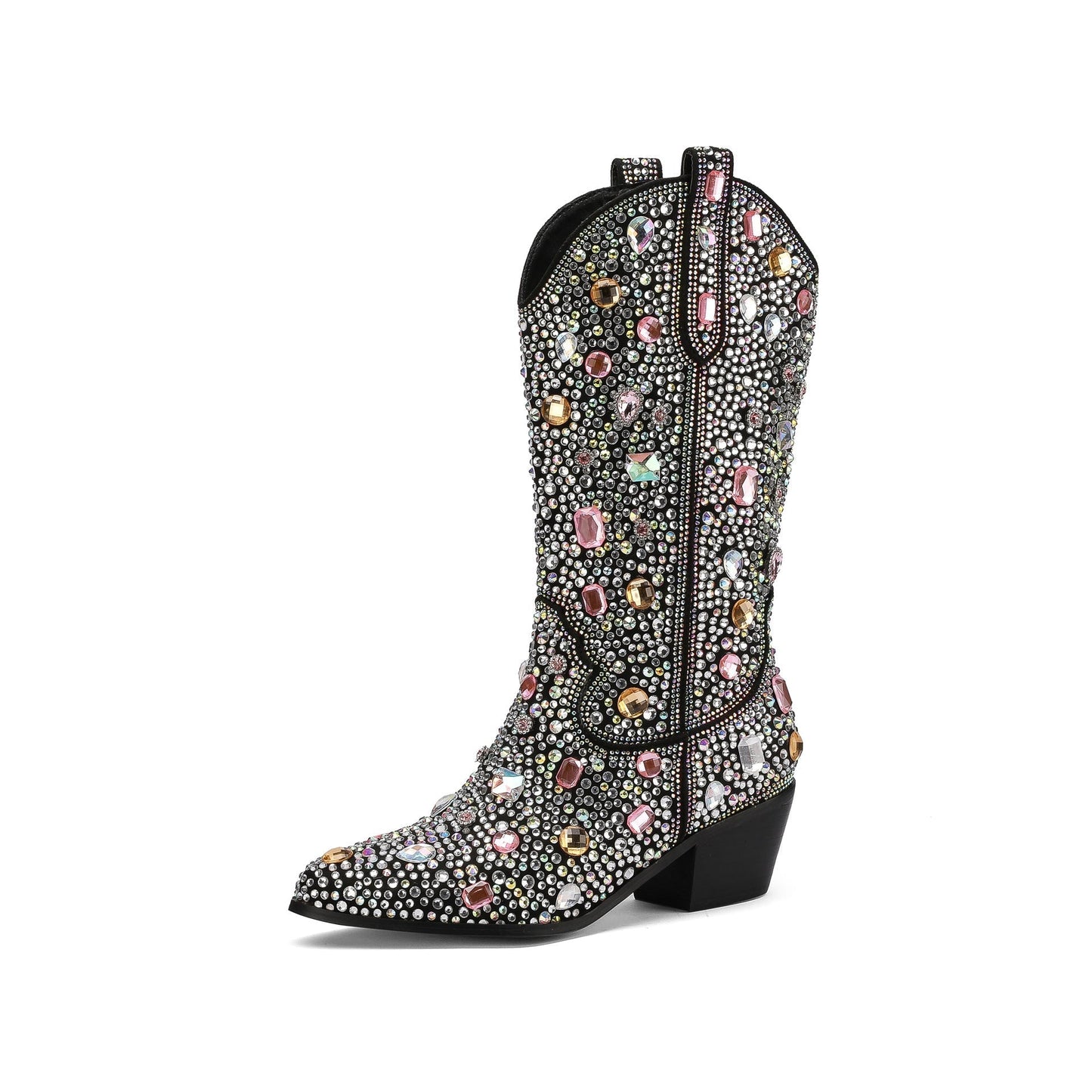 Image of Leah | Women's Rhinestone Mid Calf Cowboy Boots