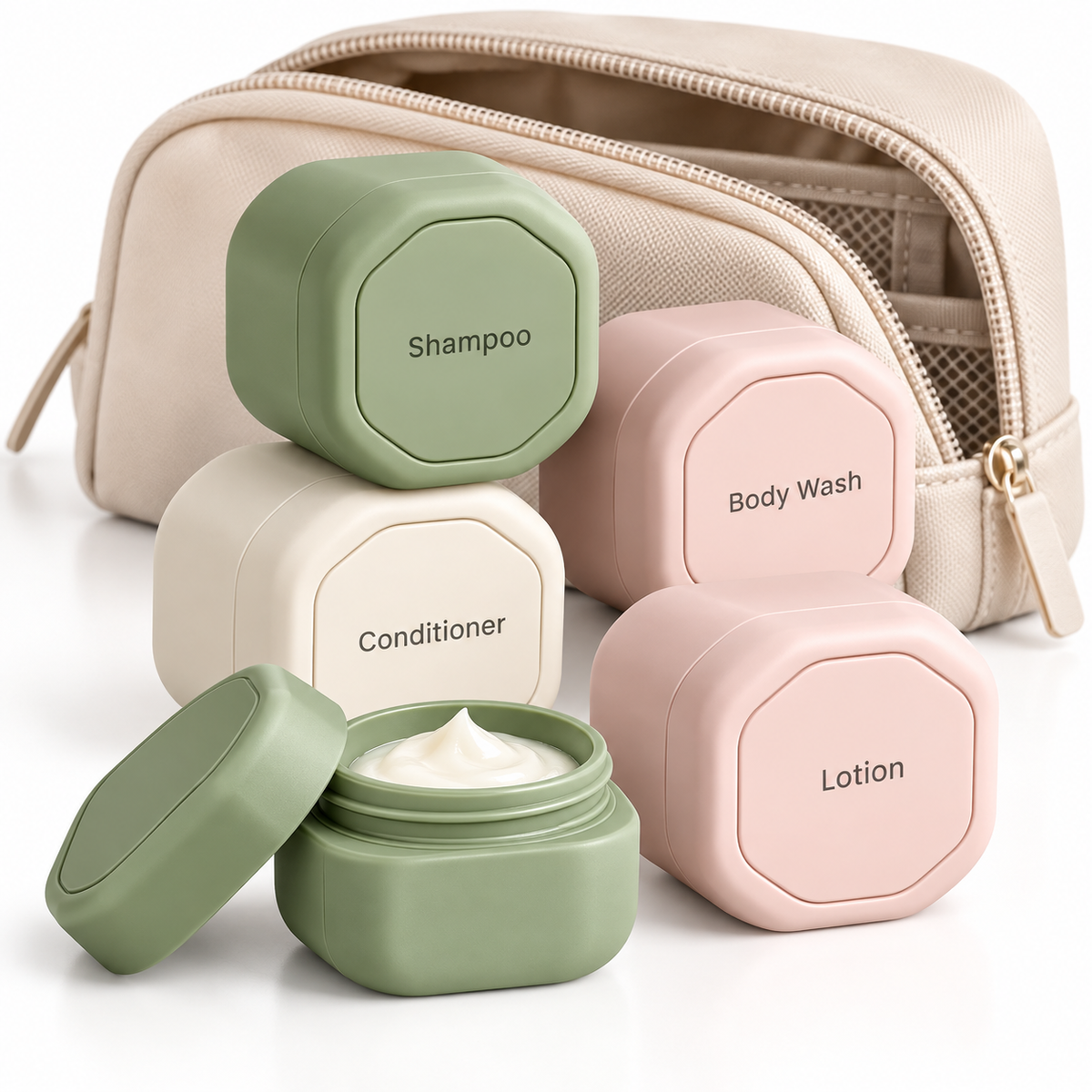 Leakproof Stackable Silicone Travel Toiletry Jars