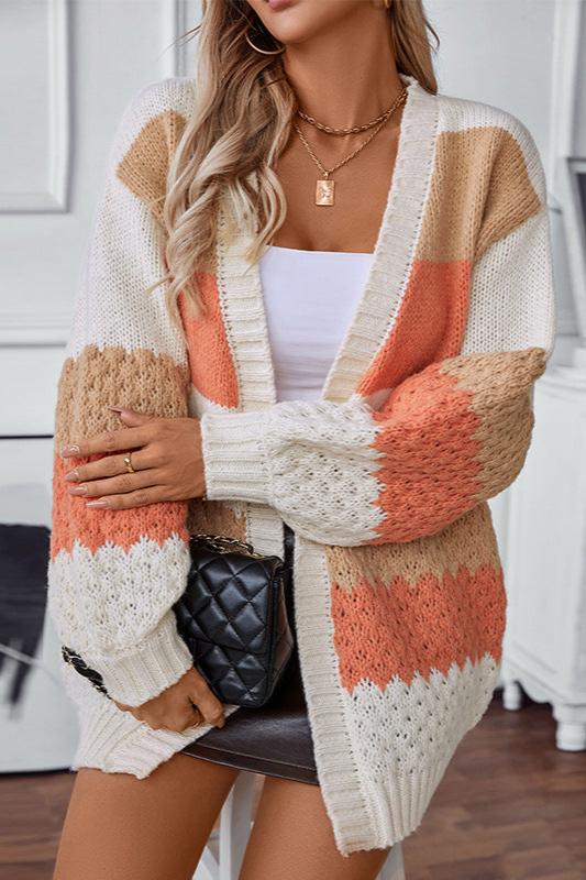 Image of Leanne | Women's Oversized Long Sleeve Striped Cardigan