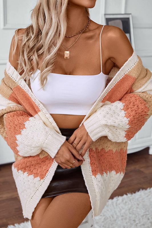 Image of Leanne | Women's Oversized Long Sleeve Striped Cardigan