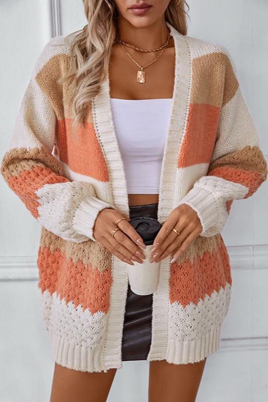 Image of Leanne | Women's Oversized Long Sleeve Striped Cardigan