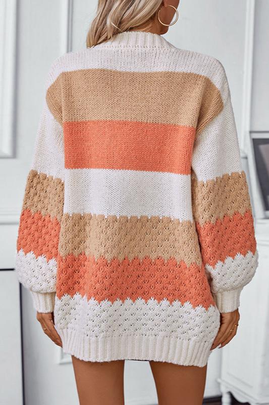 Image of Leanne | Women's Oversized Long Sleeve Striped Cardigan