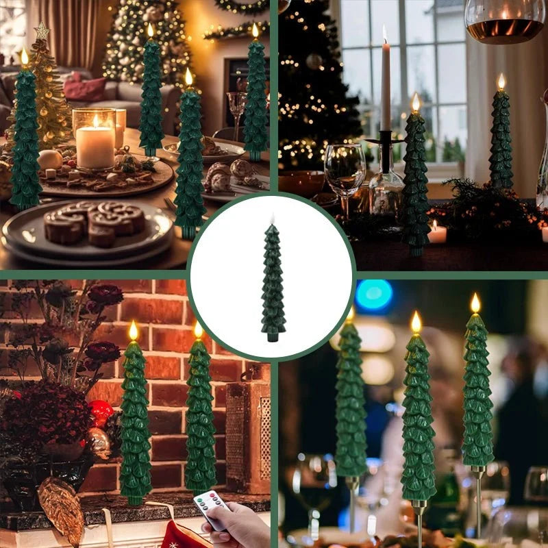 LED Christmas Candles with Remote Control and Adjustable Brightness – Flameless Paraffin Design