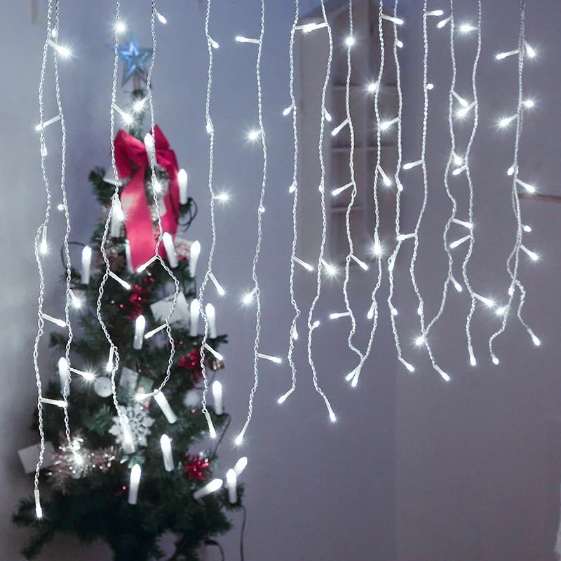 LED Outdoor Icicle String Lights 4.8 m, Waterproof Christmas Lights